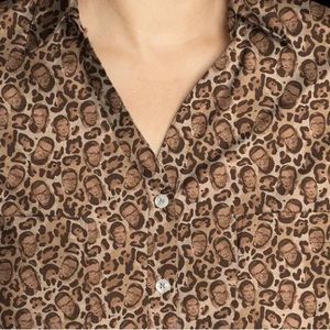 Betabrand Ruth Bader Ginsburg RBG leopard print button down